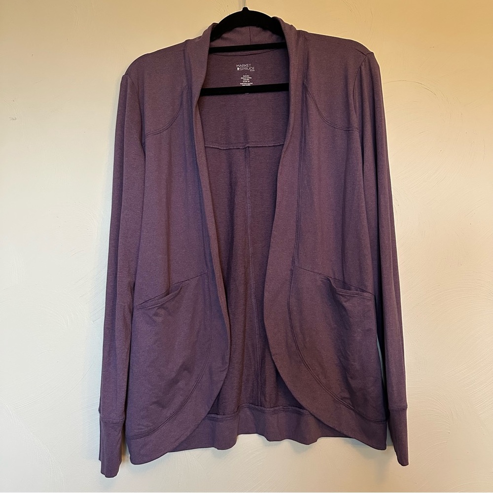 Market & Spruce Purple Athletic Cardigan with pockets